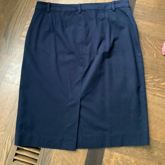 RALPH LAUREN Pencil Skirt Size 8 28” Navy Blue Gold Zipper Pockets Slit in Back - Picture 12 of 12